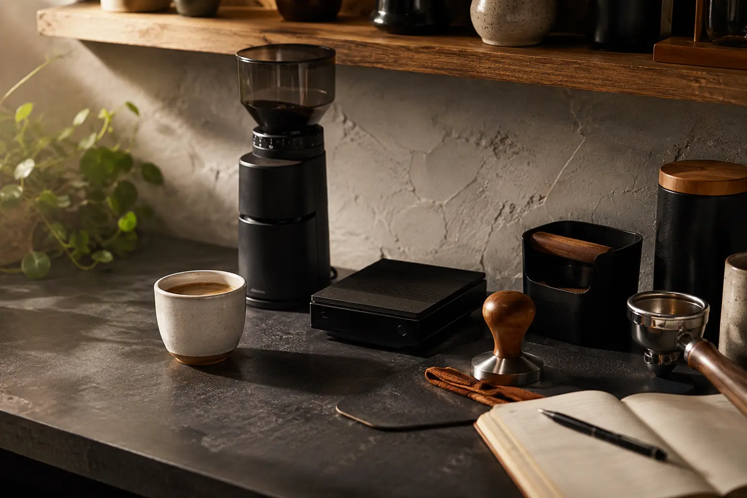 Coffee grinder and home barista tools